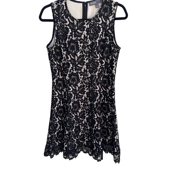 Donna Ricco New York Womens Black Lace Crochet Sleeveless Floral Party Dress 6 - Picture 1 of 8